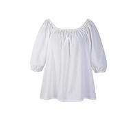 Renaissance Shirt Women Peasant Blouse Half Sleeves Ren Faire Top, White, S
