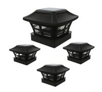 Renaissance Solar LED Outdoor Post Cap Lights for 4x4, 5x5, 6x6 Posts Wireless Solar Outdoor Lighting for Decks Gardens Patios and Fence Posts (Black leaves)