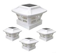 Renaissance Solar LED Outdoor Post Cap Lights for 4x4, 5x5, 6x6 Posts Wireless Solar Outdoor Lighting for Decks Gardens Patios and Fence Posts (White leaves)