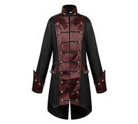 Renaissance Steampunk Jacket, Halloween Men's Jacket Frock Coat Costume for Halloween Victorian Palace Tailcoat Uniform Long Tuxedo Medieval Gold Embroidered Renaissance Prince Costume
