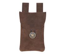 Renaissance Suede Belt Pouch - Chocolate Brown 7.2x4.7in