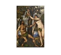 Renaissance The Fall of Man by Titian Wall Decor with Adam Eve And Serpent Motif Canvas Wall Art Picture Prints Hanging Photo Gift Idea Decor Homes Artworks Unframe-style 24x36inch(60x90cm)