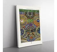 Renaissance Themed Pattern By Albert Racinet Vintage Canvas Wall Art Print Ready to Hang, Framed Picture for Living Room Bedroom Home Office Décor, 76x50 cm (30x20 Inch)