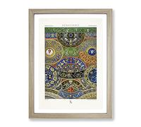 Renaissance Themed Pattern By Albert Racinet Vintage Framed Wall Art Print, Ready to Hang Picture for Living Room Bedroom Home Office Décor, Oak A2 (64 x 46 cm)