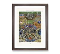 Renaissance Themed Pattern By Albert Racinet Vintage Framed Wall Art Print, Ready to Hang Picture for Living Room Bedroom Home Office Décor, Walnut A3 (34 x 46 cm)