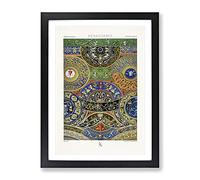 Renaissance Themed Pattern By Albert Racinet Vintage Framed Wall Art Print, Ready to Hang Picture for Living Room Bedroom Home Office Décor, Black A4 (34 x 25 cm)