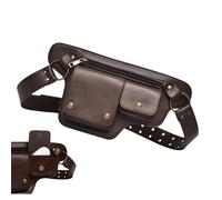 Renaissance Waist Bag - 32cm Wide Strap Satchel, PU Leather Utility Holder, Vintage Multi Pocket Design with Comfortable Fit | Costume Gear for Pirate Cosplay Travel Events Running Men Women Fashion