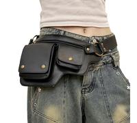 Renaissance Waist Bag: Adjustable Belt Design, Leather With Multiple Pockets, Durable Renaissance Style Accessory, Functional Storage With Secure Buckle Closure | Festival