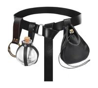 Renaissance Waist Belt Costume Accessories Belt Pouch Purse Potion Bottle Set Medieval Festival Halloween Ren Faire (Black)