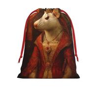 Renaissance White Mouse Noble Woman With Crown Soft Velvet Christmas Drawstring Bag Reusable Wrapping Sack Xmas Party Present Bag