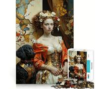 Renaissance Woman with Poodle Portrait Jigsaw Puzzles for Adults1000 Pieces Improve Memory Relax Mind Sharp Edge Art Collection Piece (50x75cm)