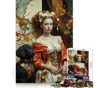 Renaissance Woman with Poodle Portrait Jigsaw Puzzles for Adults1000 Pieces Improve Memory Relax Mind Sharp Edge Art Collection Piece (50x75cm)