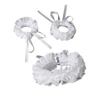 Renaissances Clown Choker Faux Collar White Ruffled Neck Accessory And Wrist Cuffs For Masquerades And Dress Up Event Victorian Neck Ruff Clown Choker