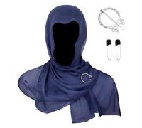 Renaissances Vikingly Pearls Chiffons Hooded Scarf Shawl Adjustable Medieval Costume Accessory For Role Play Parties Renaissances Festival Hood Scarf