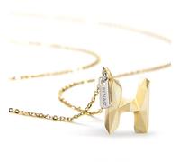 Renaiz Geometric Gold Necklaces for Women, Trendy Low Poly Letter Necklace in 14K Real Gold Plated, Chain 14"-24", Unique Gold/Silver A-Z Pendant, Personalised Name Necklace for Women, Dainty, Yellow