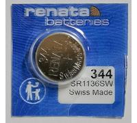 Renata 344 Non-rechargeable Battery, Watch, Single Cell, Silver Oxide, 105 Mah, 1.55 V, Sr42, Flat Top