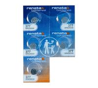 Renata Battery #377 Silver Oxide – 5 Pack