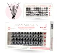 Renata Beauty 20D DOUBLE Volume False Eyelash Extension Kit [C Curl] - 80 Lash Clusters 10-14mm - DIY Natural Looking False Flare Lashes for Home - Add Intensity and Volume - Flat-Band Technology