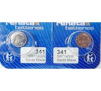 Renata Pack of 2 Blister Packs of 1 Silver Oxide Button Cell X341 SR714SW