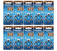 Renata PR41 Hearing Aid Batteries Size 312 Pack of 60 Brown