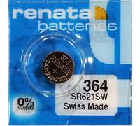 Renata Silver Oxide Watch Battery For 364 Button Cell, 5 Batteries