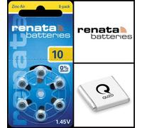 Renata Size 10 Hearing Aid Battery - Pack of 6 Batteries