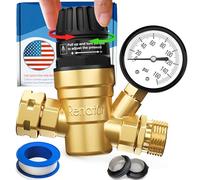 Renator RV Water Pressure Regulator for RV Camper. Brass Lead-free Adjustable Water Pressure Regulator with Gauge for Camper Travel Trailer, Reducer Valve W Filter. M33-0660R.