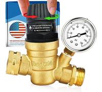 Renator RV Water Pressure Regulator for RV Camper. Brass Lead-Free Adjustable Water Pressure Regulator with Gauge for Camper Travel Trailer, Reducer Valve W Filter. M22-0660R.