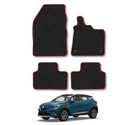 Renault Captur (2020+) Car Mats Accessories Tailored Fit Carpet Floor Mats non Slip Red Trim Full Coverage Compatible Accessory Front Rear Set Anti Slip Granulated Backing Hand-Finished