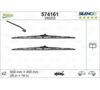 VALEO Silencio Wiper - VM202 - Kit of Cleaning Performance Conventional Wiper Blades with Washer Ramp - 650mm/450mm - Front - Set of 2 Wiper Blades - 574161