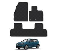 Renault Scenic (2009-2016) Heavy Duty Thick Rubber Car Mats Accessories Tailored Fit Front Rear Set Compatible Accessory Waterproof Durable Non-Slip 5mm Full Coverage Protection with Clips
