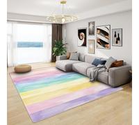 Renbon 100x200cm Kids Rug - Colorful Striped Abstract Design Non-Slip Washable Soft Short Pile Carpet for Living Room & Bedroom Perfect for Girls' Rooms