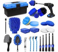 Renborn 27Pcs Car Detailing Kit, Car Detailing Brush Set, Auto Detailing Drill Brush Set, Car Detailing Brushes, Car Wash Kit, Car Accessories, Car Cleaning Tools Kit for Interior, Exterior, Wheels