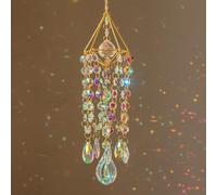 Renborn Crystal Suncatchers for Window Hanging Wind Chime Style Garden Sun Catchers with Crystals Rainbow Maker Indoor Outdoor Decor Handmade Gold Plated