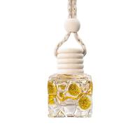 Renchey Hangings Car Diffuser Bottles,Unique Golden Glitter Glass Hangings Bottle - Automotive Perfume Pendant Empty Glass Bottle, Fragrance Ornament with Wooden Cap and Rope for SUV Car