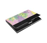 Rendered in Green Blush and Purple Ultra-thin slim business card holder with Leather and Stainless Steel credit card storage for Business Meeting Use