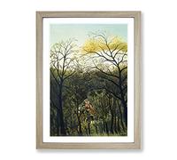 Rendezvous In The Forest By Henri Rousseau Classic Painting Framed Print | A2 Oak Framed Wall Art | Ready to Hang | Classic Landscape Picture | Living Room Bedroom Lounge Office