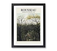 Rendezvous In The Forest By Henri Rousseau Exhibition Museum Painting Framed Print | A3 Black Framed Wall Art | Ready to Hang | Modern Landscape Picture | Living Room Bedroom Lounge Office