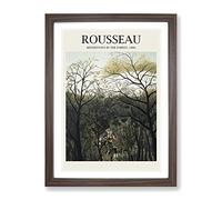 Rendezvous In The Forest By Henri Rousseau Exhibition Museum Painting Framed Wall Art Print, Ready to Hang Picture for Living Room Bedroom Home Office Décor, Walnut A2 (64 x 46 cm)