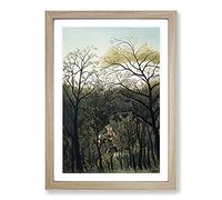 Rendezvous in The Forest by Henri Rousseau Framed Print | A2 Oak Framed Wall Art | Ready to Hang | Modern Landscape Picture | Living Room Bedroom Lounge Office
