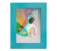 Renditions Gallery 3.5x5 inch Solid Wood Picture Frame, High Definition Glass and High-end Modern Style Cream Colored for Wall and Tabletop Photo Display, Cyan Wood Grain Frame