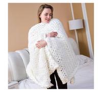 RenDiuJups Large Chunky Knit Blanket Wool Handmade Cozy Warm Throw, Modern Boho Bedroom Home Decor Giant Yarn Farmhouse Style Decor, Handcrafted Wool Decor(White,100 * 120cm/39.3 * 47.2")