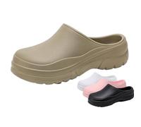 RenDiuJups Non-Slip Chef Shoes for Men & Women - Slip-Resistant Kitchen Work Clogs, Breathable Safety Shoes for Restaurant Staff, Slip-On Food Service Footwear with Comfortable Design(Khaki,37-38)