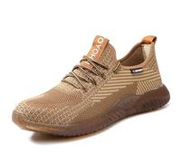 RenDiuJups Steel Toe Shoes for Men, Lightweight Safety Work Sneakers, Breathable Puncture Proof Safety Trainers, Comfortable Anti-Slip Industrial Footwear for Construction Warehouse(D,10.5 UK)