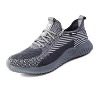 RenDiuJups Steel Toe Shoes for Men, Lightweight Safety Work Sneakers, Breathable Puncture Proof Safety Trainers, Comfortable Anti-Slip Industrial Footwear for Construction Warehouse(B,7.5 UK)