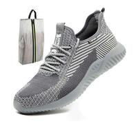 RenDiuJups Waterproof Steel Toe Shoes for Men, Lightweight Safety Work Sneakers, Puncture Proof Safety Trainers, Comfortable Anti-Slip Industrial Shoes for Construction, Warehouse(C,10US=EU(44))