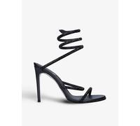Rene Caovilla Womens Black Cleo Crystal-embellished Leather Heeled Sandals Eur 37.5 / 4.5 Uk Women
