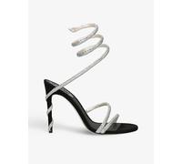 Rene Caovilla Womens Black Cleo Crystal-embellished Suede Heeled Sandals Eur 37.5 / 4.5 Uk Women