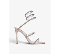 Rene Caovilla Womens Gold Cleo Crystal-embellished Leather Heeled Sandals Eur 38.5 / 5.5 Uk Women