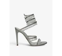 Rene Caovilla Womens Grey Chandelier Bead-embellished Leather Heeled Sandals Eur 40 / 7 Uk Women